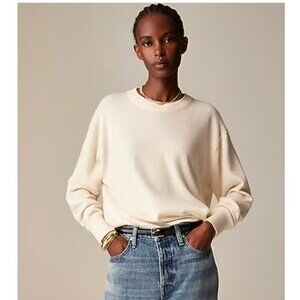 J.Crew Wool Cashmere Womens Cream Sweater 2X Cozy Long Sleeve Relaxed Fit